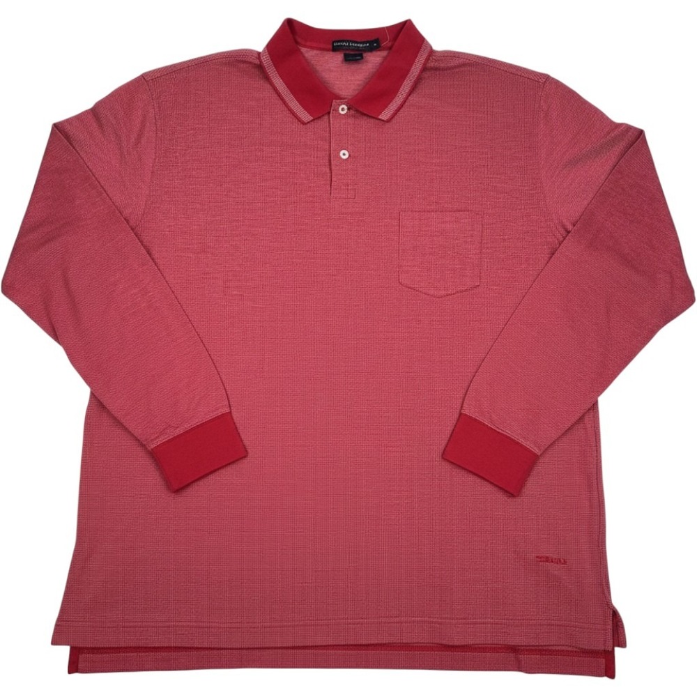 Daniel Cremieux Mens XL Red Long Sleeve Polo Shirt Textured Cotton Pocket